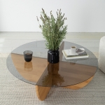 Salontafel Lily Glas Dennenhout Naturel Ø90cm