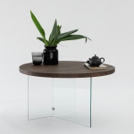 Salontafel Serenity MDF Glas Walnoot Transparant Ø70cm