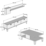 Woonkamermeubelset Sumer Melamine Naturel Wit