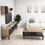 Woonkamermeubelset Sumer Melamine Naturel Zwart Marmerlook