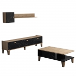 Woonkamermeubelset Sumer Melamine Naturel Zwart Marmerlook