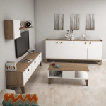 Woonkamer Meubel Set Sumer Melamine Eiken Wit