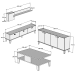 Woonkamer Meubel Set Sumer Melamine Eiken Wit