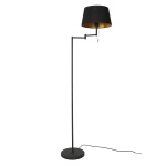 Mexlite Vloerlamp Bella Zwart Taps Linnen Zwart/Goud