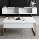 Tv-Meubel Luxe Melamine Wit Goud