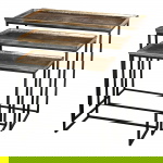 PTMD Bijzettafel Daan Goud Aluminum Zwart  Set van 3
