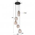 Hanglamp Patch Pattern 5-Lichts Getrapt Diamond Glas - Giga Meubel