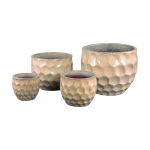 PTMD Bloempot Charlie Rond Keramiek Beige Set van 4