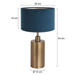 Steinhauer Tafellamp Brass Cilinder Low Velours Blauw