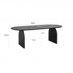 Richmond Eettafel Hudson Zwart 200cm