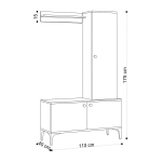 Garderobemeubel Lex Melamine Eiken Zwart