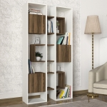 Boekenkast Leonda Melamine Wit Walnoot