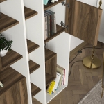 Boekenkast Leonda Melamine Wit Walnoot