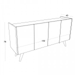 Dressoir Petra Melamine Wit 150cm