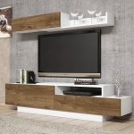 Tv-Meubel Elda Melamine Wit Walnoot