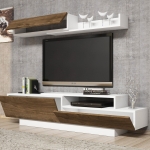 Tv-Meubel Elda Melamine Wit Walnoot