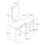 Kaptafel Lizbon Marmerlook Wit/Walnoot