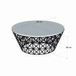 Salontafel Stil Melamine Metaal Zwart Marmerlook Ø90cm