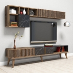 Tv-Meubel & Wandplank Milan Melamine Walnoot Zwart