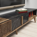 Tv-Meubel & Wandplank Milan Melamine Walnoot Zwart