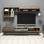 Tv-Meubel & Wandplank Milan Melamine Walnoot Wit