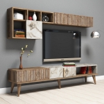 Tv-Meubel & Wandplank Milan Melamine Walnoot Wit