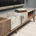 Tv-Meubel & Wandplank Milan Melamine Walnoot Wit