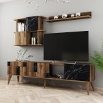 Tv-Meubel Madrid Melamine Walnoot Zwart