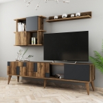 Tv-Meubel Madrid Melamine Walnoot Antraciet