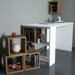 Bureau & Boekenkast Box Melamine Wit Walnoot