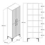 Wandkast Berlin Melamine Walnoot Antraciet