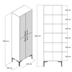 Schoenenkast Berlin Melamine Walnoot Zwart Marmerlook