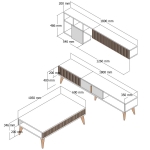 Woonkamermeubelset Milan Melamine Walnoot Wit