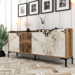 Dressoir Venedik Melamine Walnoot Wit Marmer
