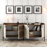 Dressoir Venedik Melamine Walnoot Wit Marmer