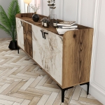 Dressoir Venedik Melamine Walnoot Wit Marmer