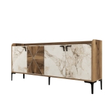 Dressoir Venedik Melamine Walnoot Wit Marmer