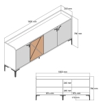 Dressoir Venedik Melamine Walnoot Wit Marmer
