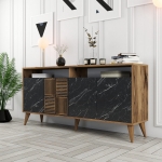 Dressoir Milan Melamine Zwart Marmerlook 160cm