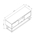 Tv-Meubel Belinda Melamine Zwart Pine 140cm