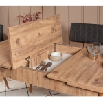 Eettafel (Uitschuifbaar) & Eetkamerstoelen Vina Set van 5 Melamine Atlantic Pine Antraciet