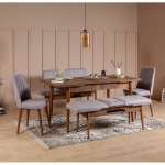 Tafel & Stoelen Set (5 Stuks) Vina Melamine Walnoot Soho