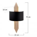 Wandlamp Avdan Curve Metaal Zwart Koper 75cm