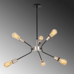 Hanglamp Ve 6-Lichts Zwart Nickel