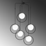 Hanglamp Dolunay 5-Lichts Zwart/Wit