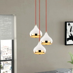 Hanglamp Yildo 3-Lichts Getrapt Wit/Goud