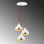 Hanglamp Yildo 3-Lichts Getrapt Wit/Goud