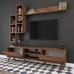 Tv-meubel + Wandschap Zafer Melamine Walnoot