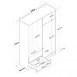 Kledingkast Bayburt Wit/Walnoot 120x170cm