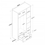 Kledingkast Bayburt Wit/Walnoot 90x170cm